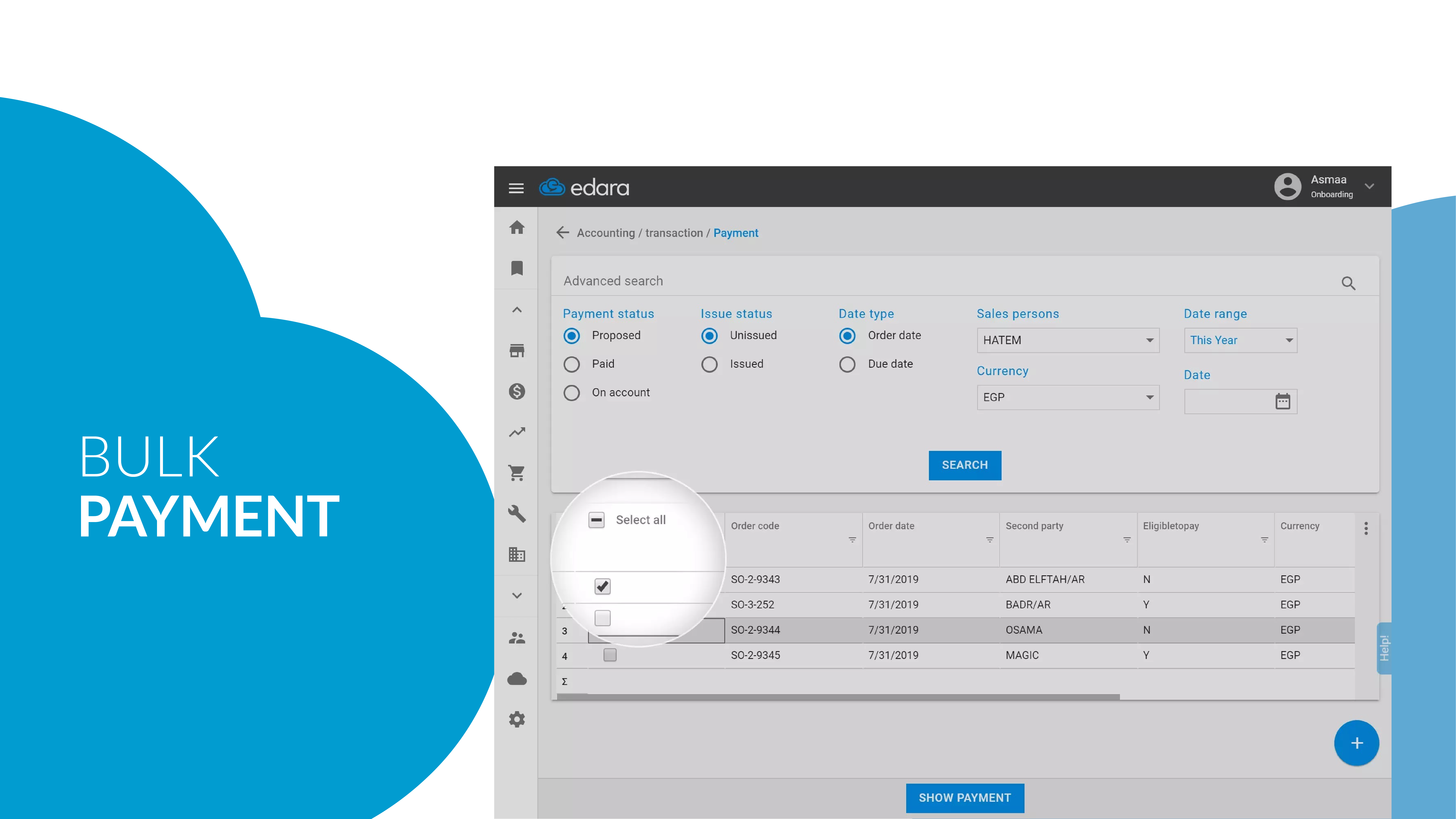 screenshot of Edara ERP